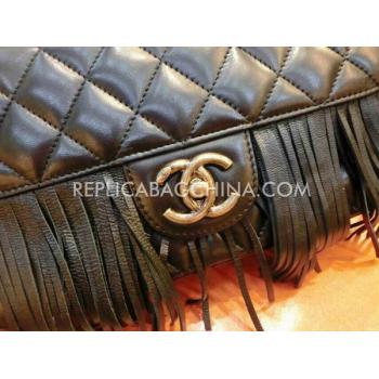 Chanel Calfskin Reissue 2.55 Tassels Black Shoulder Bag