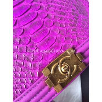 Cheap Chanel Le Boy Cross Body Bag Snakeskin New Arrival Purple Replica