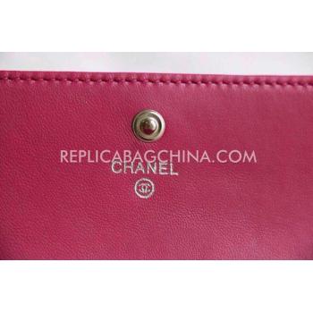 Cheap Chanel Calfskin Purse Strip Red Wallet HM06336