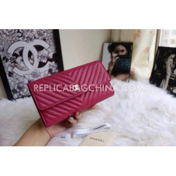 Chanel Wallet Purse Oblique Stripe Red Calfskin