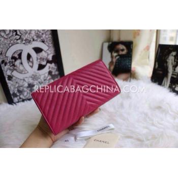 Chanel Wallet Purse Oblique Stripe Red Calfskin