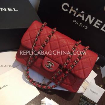 Cheap Chanel  Red Leather  Flap Handbag