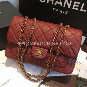 Cheap Chanel  Red Leather  Flap Handbag