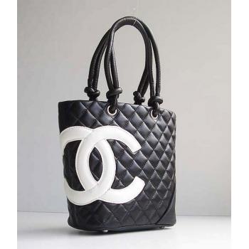 Cheap Chanel Cambon Bags 9004 Black Lambskin Ladies Bag HM06707