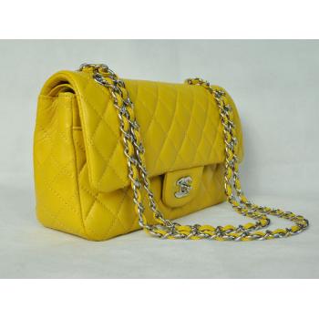 Chanel  Flap bags 1112 Yellow Lambskin Small Handbags