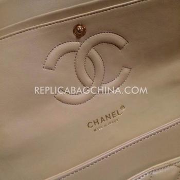 Chanel  Flap Lattice Pattern Khaki Leather Handbag