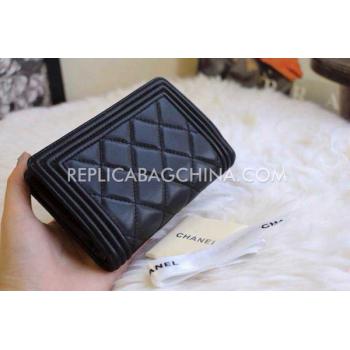 Chanel Purse Short Lattice Black Calfskin Wallet