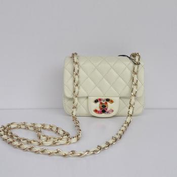 Chanel  Flap bags 51725 White Lambskin Small Bags