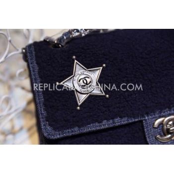 Cheap Chanel Handbag Star Badge Blue Lambskin  Flap