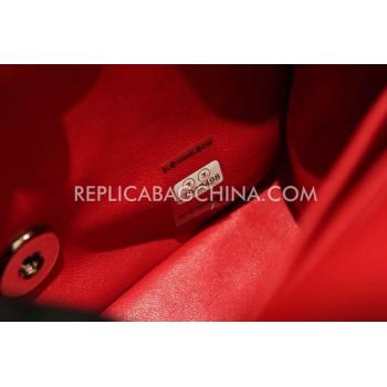 Chanel Calfskin Handbag  Flap Mini Red