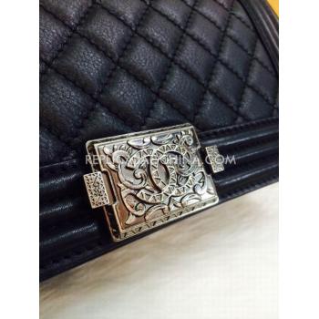 Chanel Black Cross Body Bag Le Boy Genuine Leather