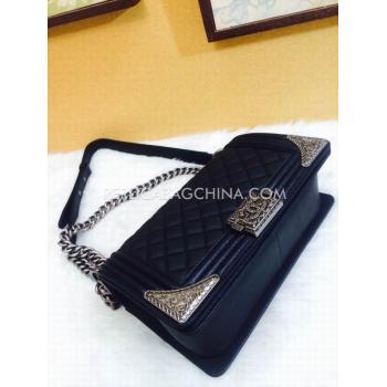 Chanel Black Cross Body Bag Le Boy Genuine Leather