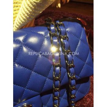 Chanel Handbag Lambskin  Flap Gold Chain Blue Replica