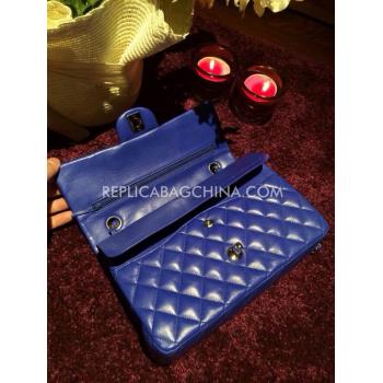 Chanel Handbag Lambskin  Flap Gold Chain Blue Replica