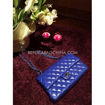 Chanel Handbag Lambskin  Flap Gold Chain Blue Replica