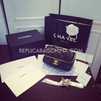 Chanel Calfskin Black  Flap Shoulder Bag