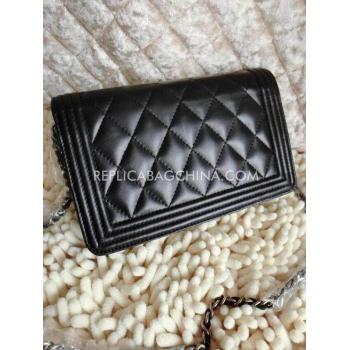 Cheap Chanel  Flap Shoulder Bag Black Calfskin