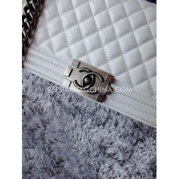 Chanel White Le Boy Leather Cross Body Bag HM08083