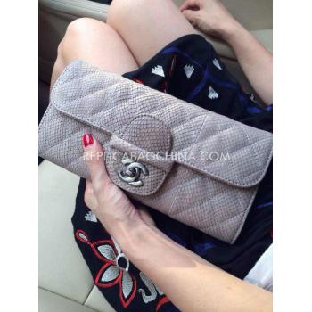 Chanel Wallet Leather  Grey Purse