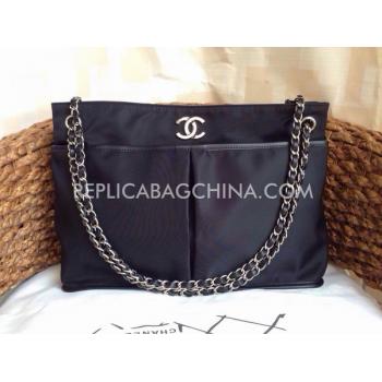 Chanel Shoulder Bag Handbag Nylon Black