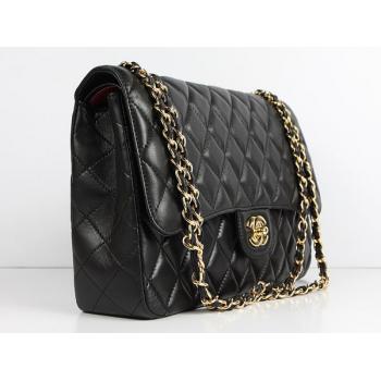 Chanel  Flap bags 01113 Black Lambskin Medium Handbags