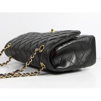 Chanel  Flap bags 01113 Black Lambskin Medium Handbags