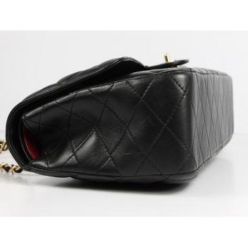 Chanel  Flap bags 01113 Black Lambskin Medium Handbags