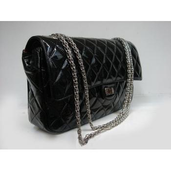 Chanel 2.55 Reissue Flap 1113 Black Enamel Cross Body Bag Replica