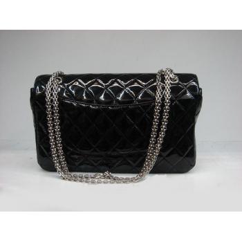 Chanel 2.55 Reissue Flap 1113 Black Enamel Cross Body Bag Replica