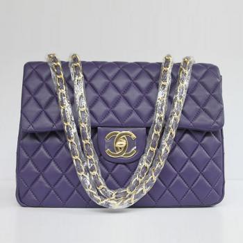 Quality Chanel  Flap bags 1114 Purple Lambskin Ladies Bag