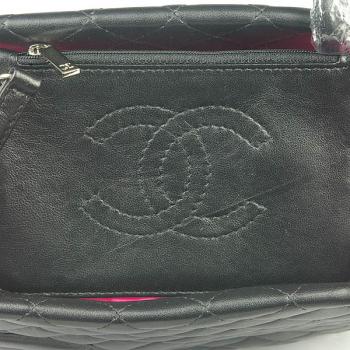 Chanel Cambon bags 25168 Black Lambskin Large Replica