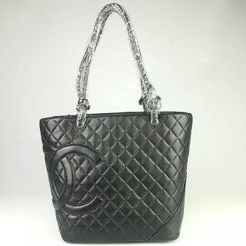 Chanel Cambon bags 25168 Black Lambskin Large Replica