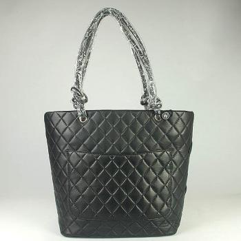 Chanel Cambon bags 25168 Black Lambskin Large Replica