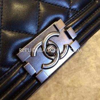 Chanel 2way Leather Le Boy Black Replica