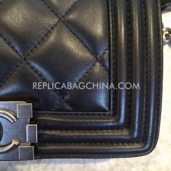 Chanel 2way Leather Le Boy Black Replica