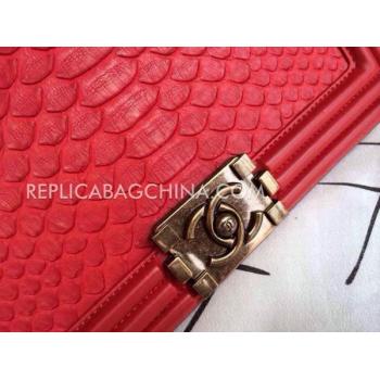 Chanel Cross Body Bag Le Boy Snakeskin  Red