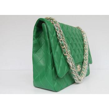 Chanel  Flap bags 01116 Green Lambskin Medium Handbag