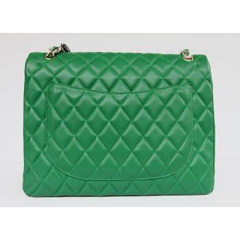 Chanel  Flap bags 01116 Green Lambskin Medium Handbag