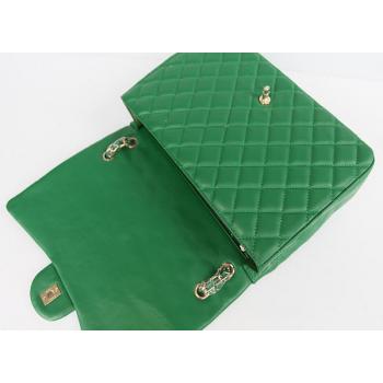 Chanel  Flap bags 01116 Green Lambskin Medium Handbag