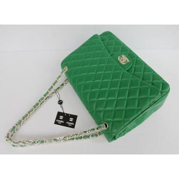 Chanel  Flap bags 01116 Green Lambskin Medium Handbag