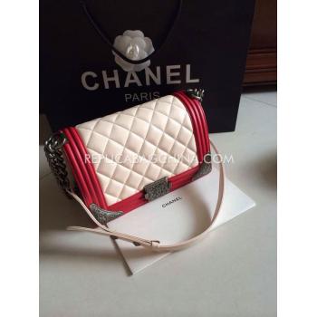 Chanel Calfskin Cross Body Bag Le Boy  Khaki