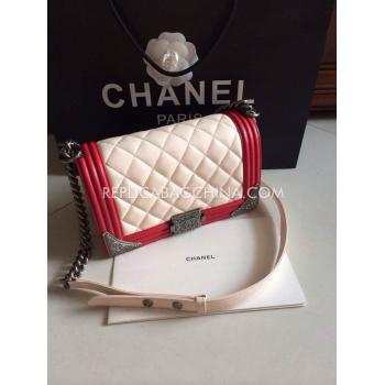 Chanel Calfskin Cross Body Bag Le Boy  Khaki