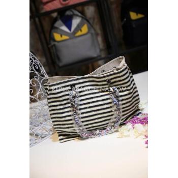 Chanel Handbag Canvas Naval Stripe White Replica