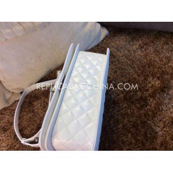 Chanel Lambskin White Handbag Le Boy Replica