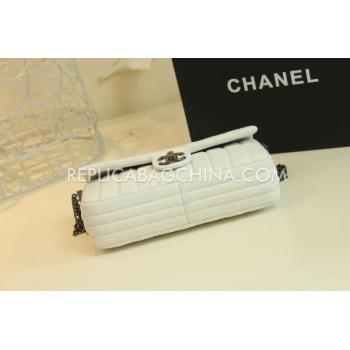 Chanel Lattice Stripe White  Flap Calfskin Handbag