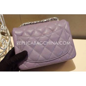 Chanel  Flap Handbag Snakeskin Mini Purple