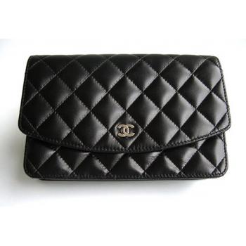 Chanel Wallet C2611 Black Lambskin Small Wallet