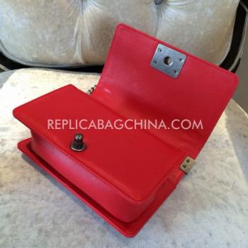 Chanel Red Calfskin Le Boy Shoulder Bag