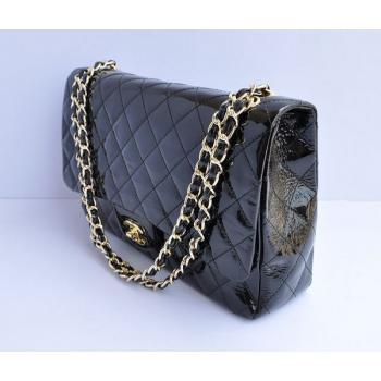 Chanel  Flap bags 47600 Black Enamel Medium Handbags