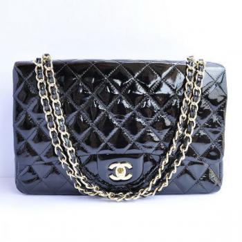 Chanel  Flap bags 47600 Black Enamel Medium Handbags